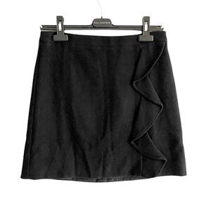 J. CREW MERCANTILE Ruffle Front Wool Blend Black Mini Skirt 2